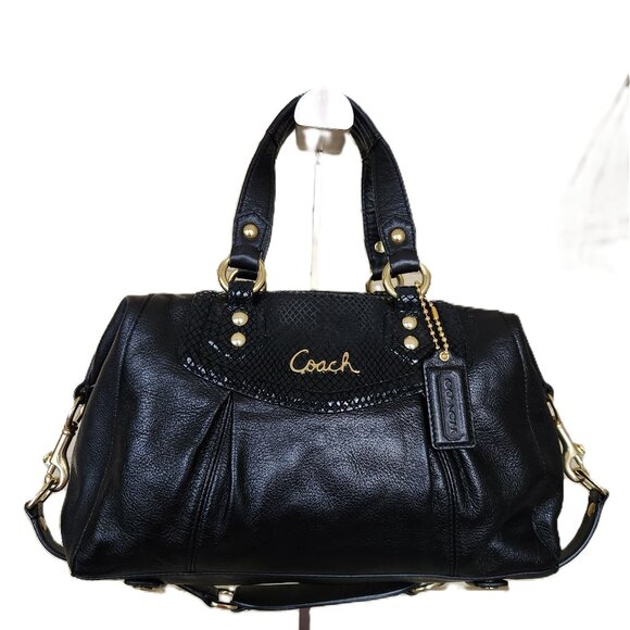 Euc Coach Ashley Python Black Leather Shoulder Bag Purse - Picture 3 of 17